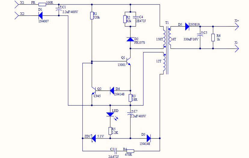 小功率開關(guān)電源設(shè)計電路圖